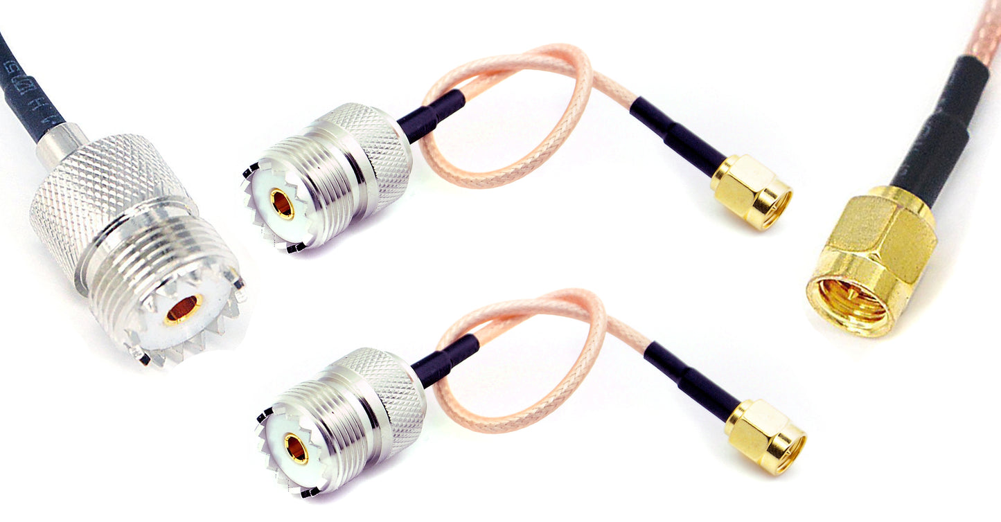 Pack of 2 RF RG316 Pigtail Low Loss Cable SMA Male to UHF SO-239 Female Coaxial Antenna Connector 6'' (15cm)