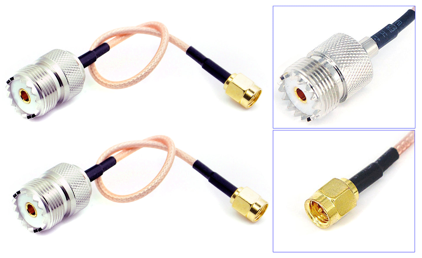 Pack of 2 RF RG316 Pigtail Low Loss Cable SMA Male to UHF SO-239 Female Coaxial Antenna Connector 6'' (15cm)