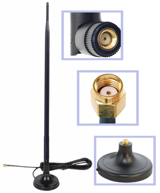 Wi-Fi 9dbi Gain Extension Omni Directional 2.4Ghz - 2.5Ghz 802.11a/b/g/n/ac Antenna RP-SMA Male on Magnetic Base (1.65 ft /19.5 inches/ 50 cm RG174 Coaxial Low Loss Cable)
