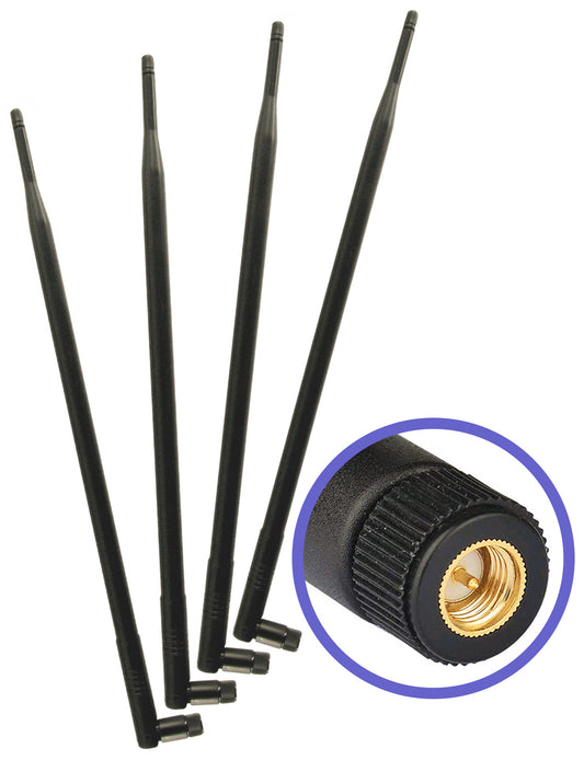 4 pcs of Universal 9dBi Wi-Fi 2.4/5GHz Dual-Band SMA Male Antennas Extension for IP Wireless Security Camera Router and CCTV HD Wireless Camera System Video Antenna for NVR Security IP System