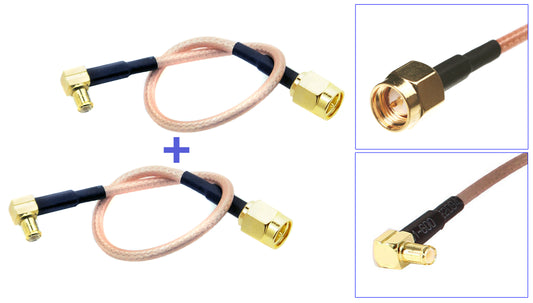 Pack of 2 RF RG316 Coaxial Antenna Pigtail Low Loss Cable SMA Male to MCX Male Right Angle 6 inches (15cm) Connector