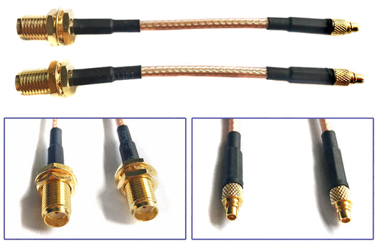 Pack of 2 RF RG316 Pigtail SMA Female Antenna Connector to Straight MMCX Male no Angle Coaxial Cable Adapter