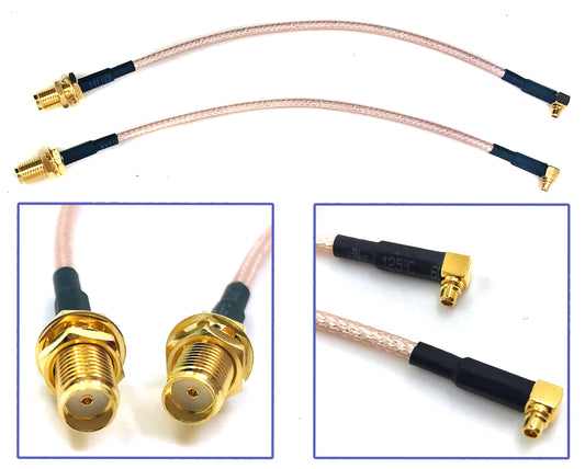 Pack of 2 RF RG316 Pigtail SMA Female Antenna Connector to MMCX Male Coaxial Cable Adapter Right Angle