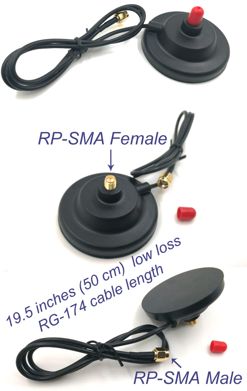 Wi-Fi 9dbi Gain Extension Omni Directional 2.4Ghz - 2.5Ghz 802.11a/b/g/n/ac Antenna RP-SMA Male on Magnetic Base (1.65 ft /19.5 inches/ 50 cm RG174 Coaxial Low Loss Cable)