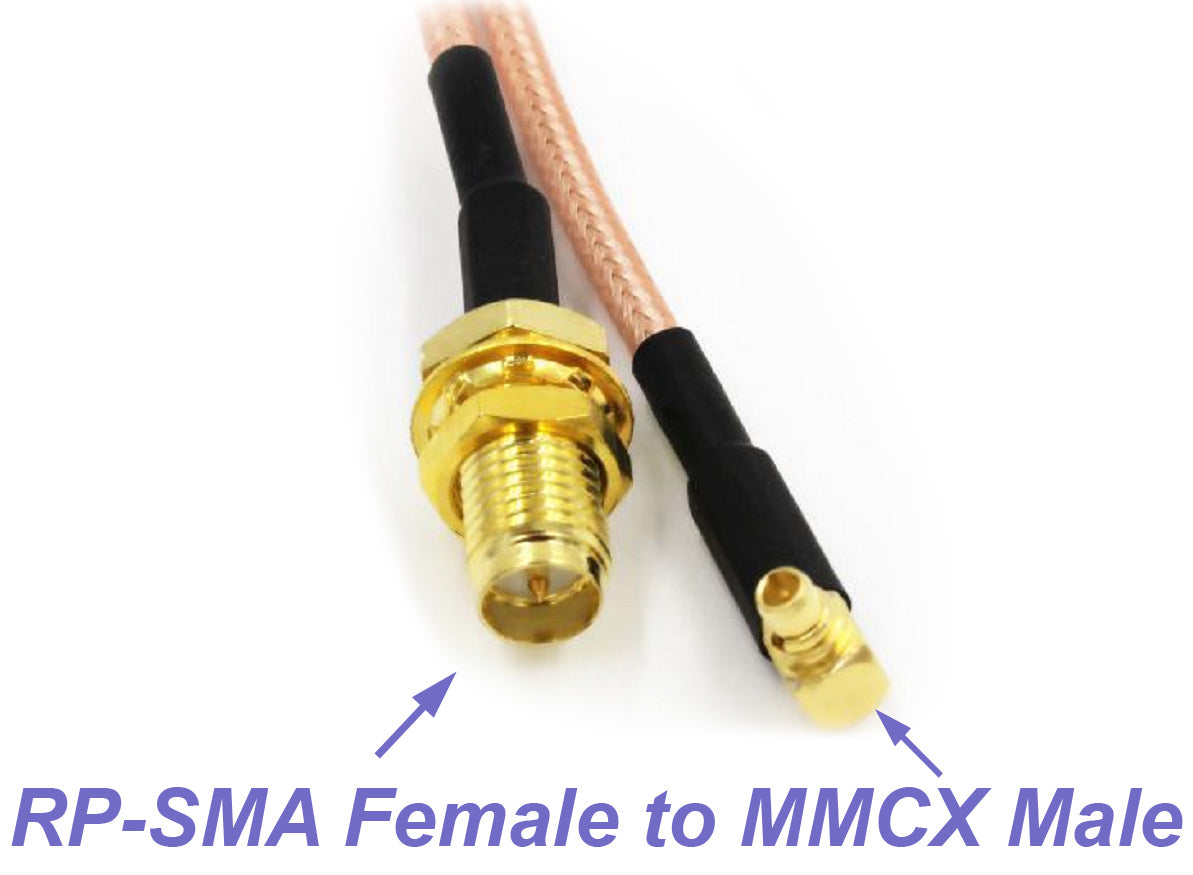 Pack of 2 RF RG316 Pigtail RP-SMA Female Antenna Connector to MMCX Male Low Loss Coaxial Cable Adapter Right Angle