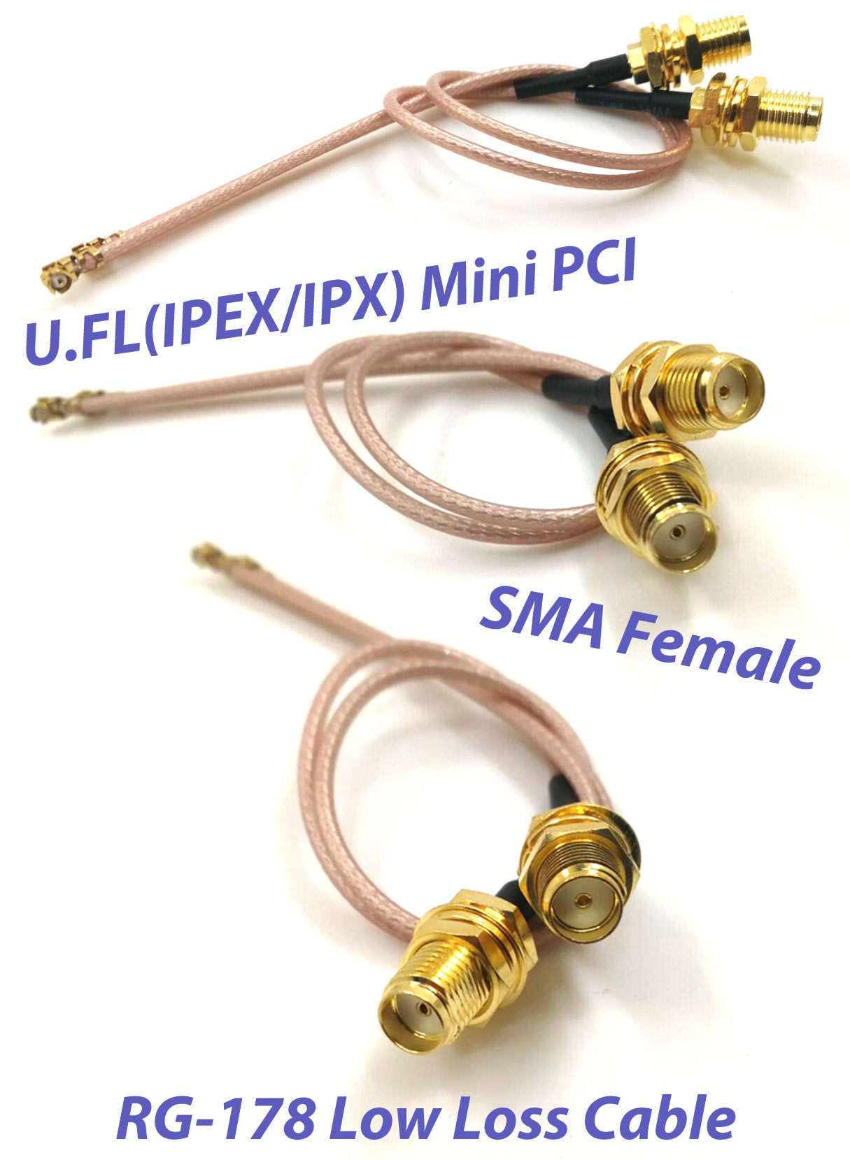 Pack of 4 RF U.FL(IPEX/IPX) Mini PCI to SMA Female Pigtail Antenna Wi-Fi Coaxial RG-178 Low Loss Cable