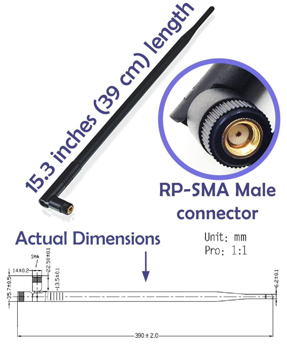 4 pcs of Universal 9dBi Wi-Fi 2.4/5GHz Dual-Band RP-SMA Male Antennas Extension for IP Wireless Security Camera Router and CCTV HD Wireless Camera System Video Antenna for NVR Security IP System