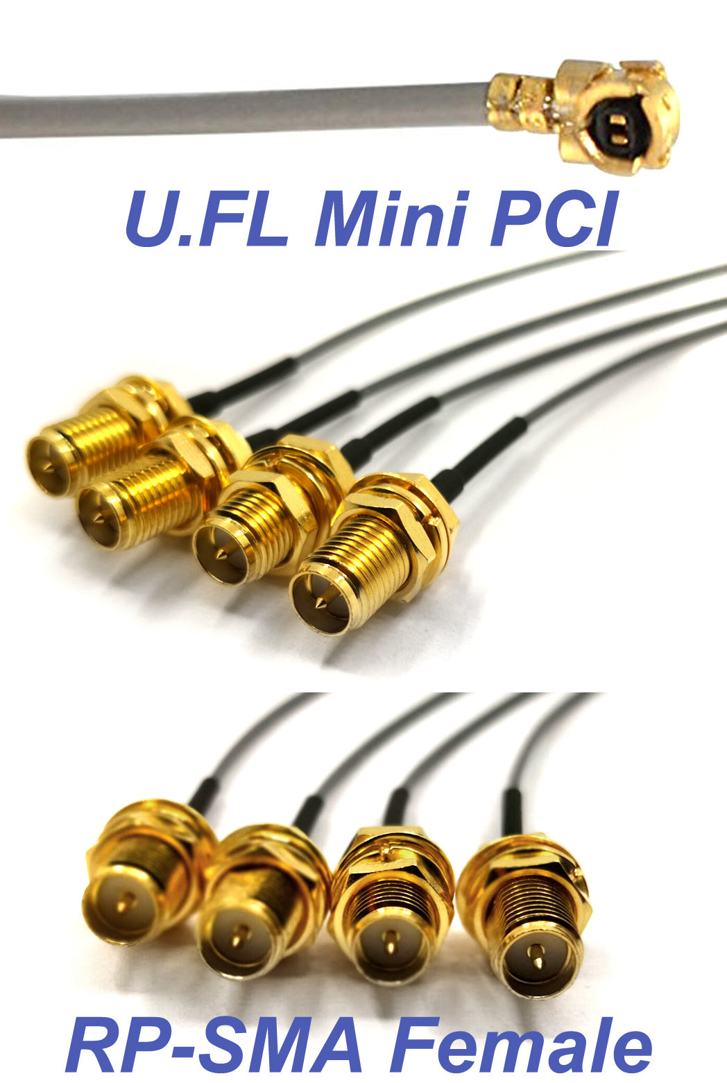 Pack of 4 RF U.FL(IPEX/IPX) Mini PCI to RP-SMA Female Pigtail Antenna Wi-Fi Low Loss Coaxial Cable 1.13mm