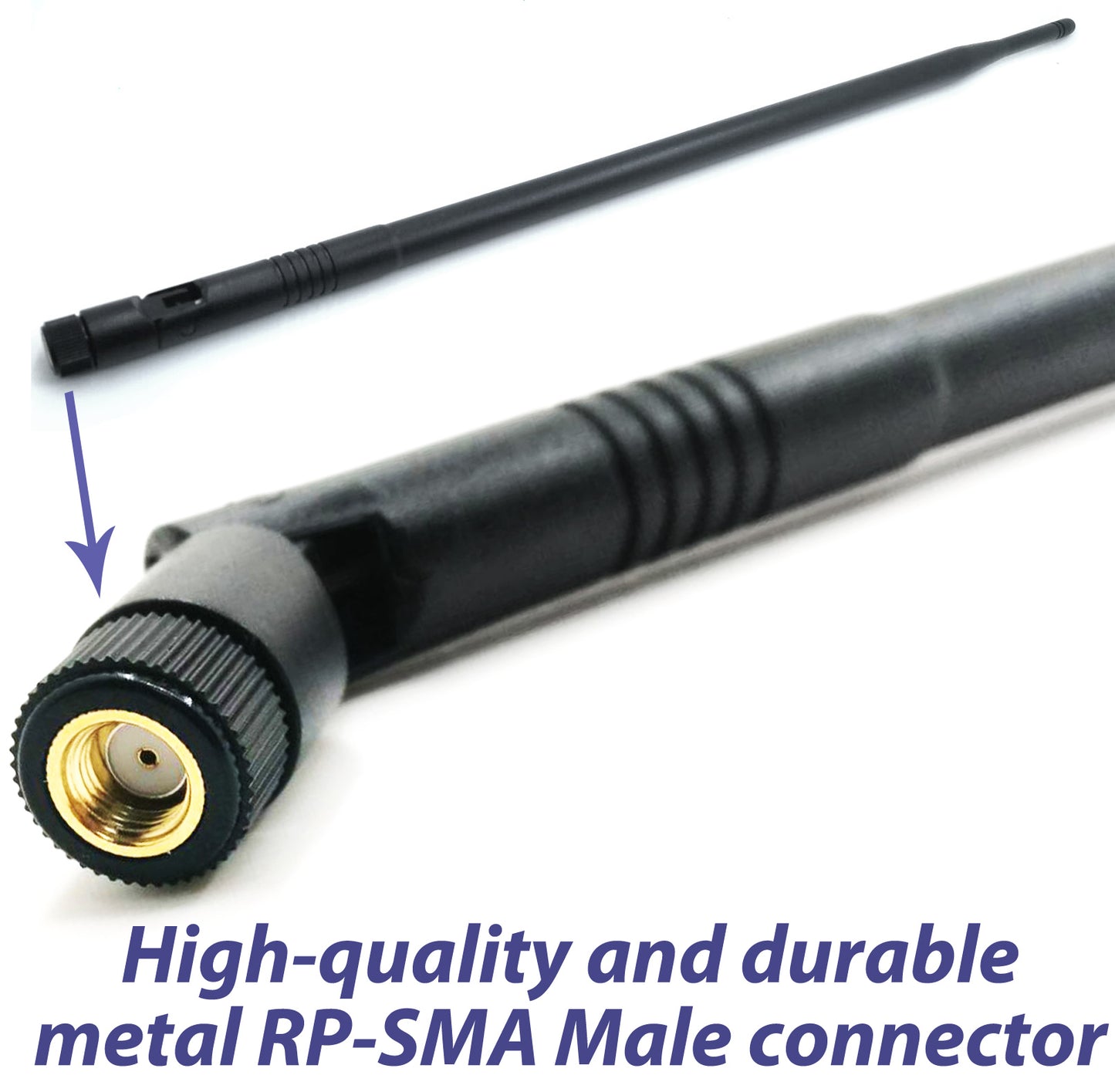 Wi-Fi 9dbi Gain Extension Omni Directional 2.4Ghz - 2.5Ghz 802.11a/b/g/n/ac Antenna RP-SMA Male on Magnetic Base (1.65 ft /19.5 inches/ 50 cm RG174 Coaxial Low Loss Cable)
