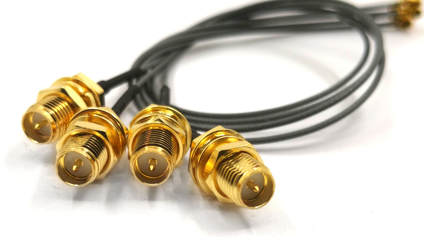 Pack of 4 RF U.FL(IPEX/IPX) Mini PCI to RP-SMA Female Pigtail Antenna Wi-Fi Low Loss Coaxial Cable 1.13mm