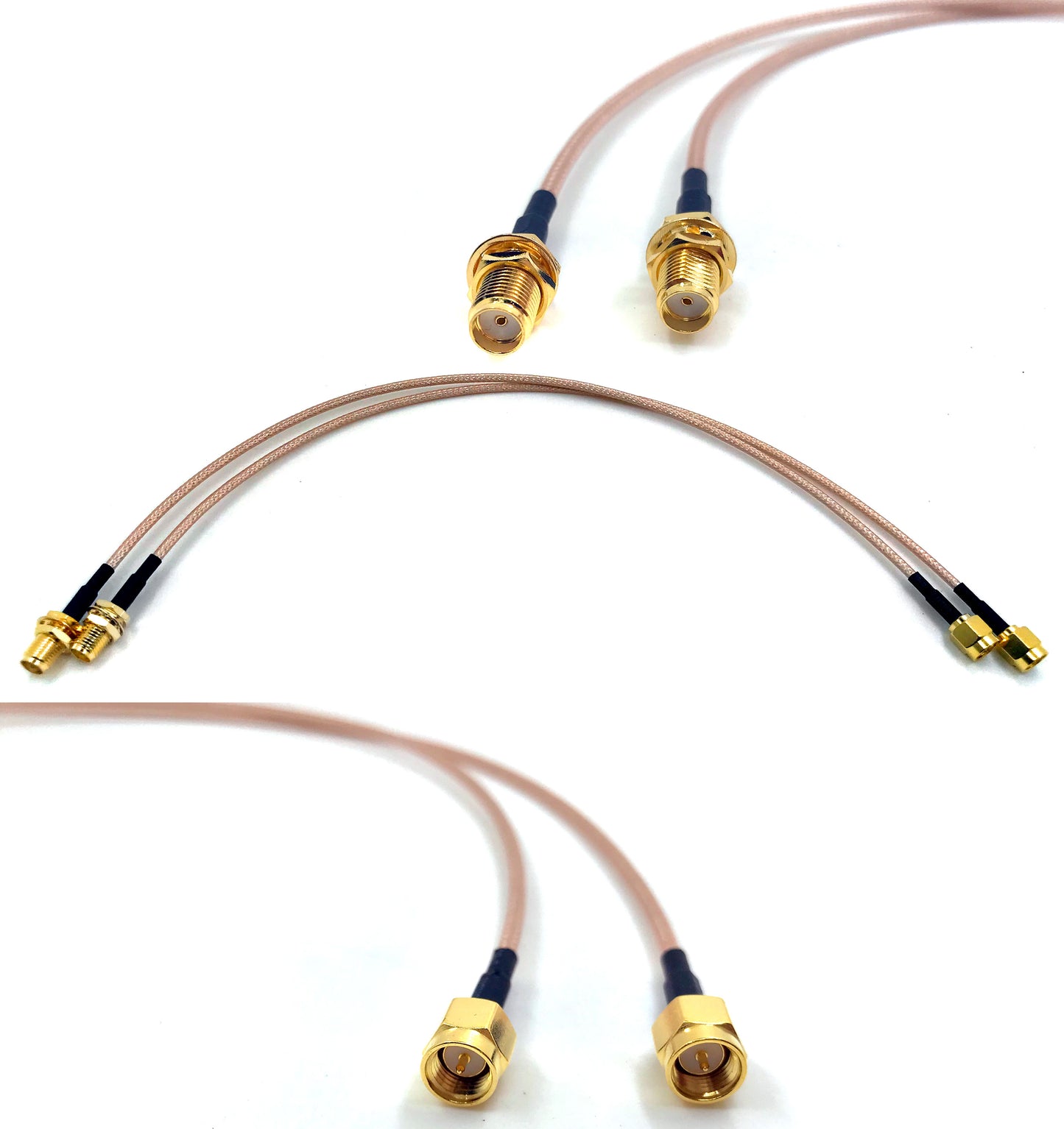 Pack of 2 RF RG316 SMA Male to SMA Female Nut Bulkhead Crimp Antenna Low Loss Coaxial Cable