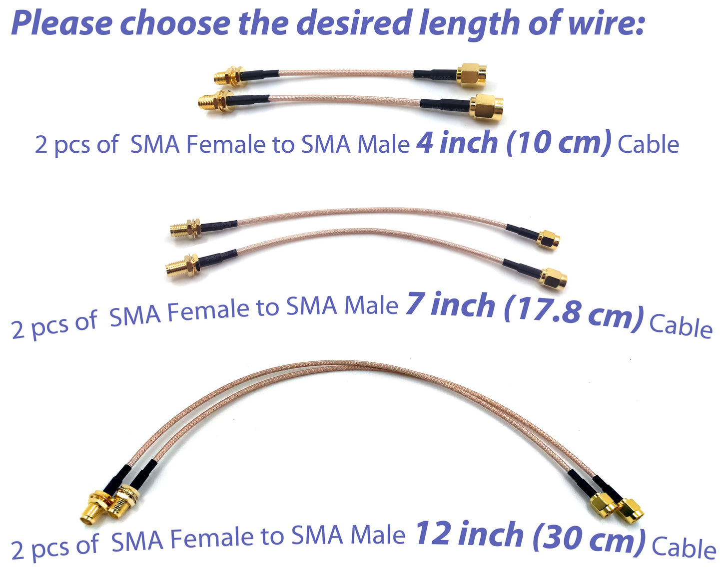 Pack of 2 RF RG316 SMA Male to SMA Female Nut Bulkhead Crimp Antenna Low Loss Coaxial Cable