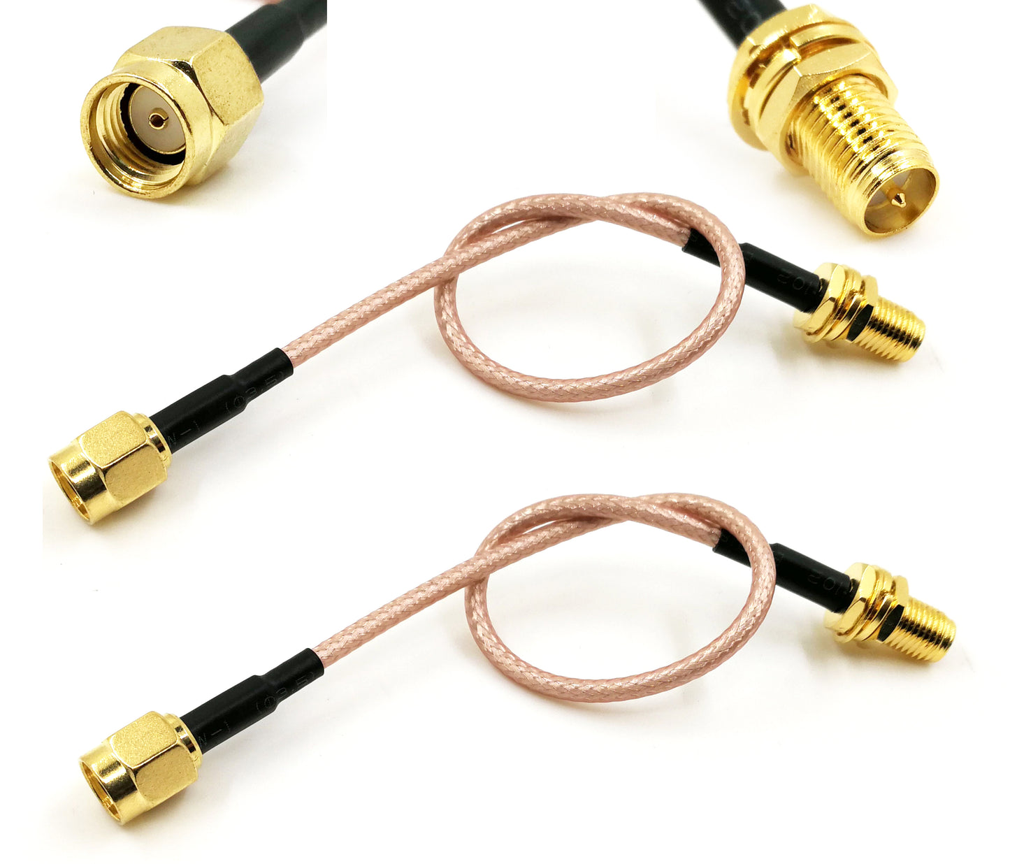 Pack of 2 RF RG316 RP-SMA Male to RP-SMA Female Nut Bulkhead Crimp Antenna Coaxial Low Loss Cable…