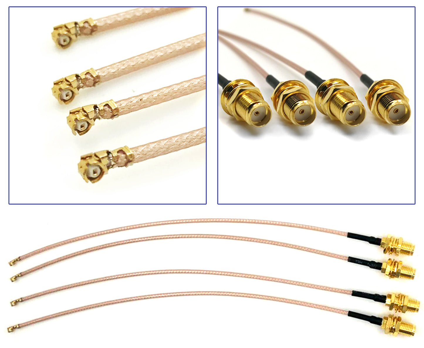 Pack of 4 RF U.FL(IPEX/IPX) Mini PCI to SMA Female Pigtail Antenna Wi-Fi Coaxial RG-178 Low Loss Cable