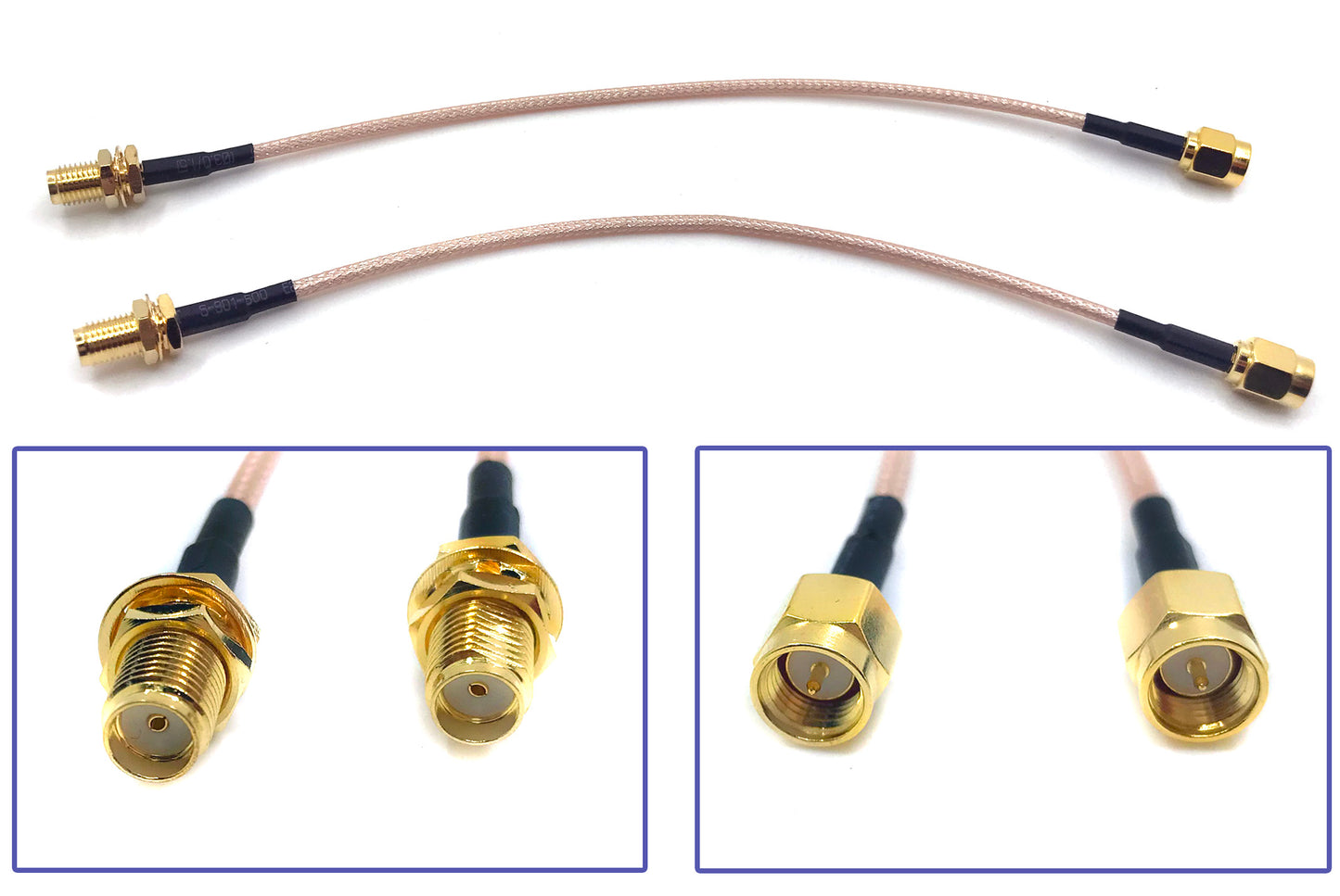 Pack of 2 RF RG316 SMA Male to SMA Female Nut Bulkhead Crimp Antenna Low Loss Coaxial Cable