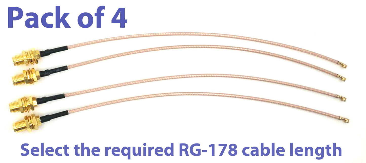 Pack of 4 RF U.FL(IPEX/IPX) Mini PCI to SMA Female Pigtail Antenna Wi-Fi Coaxial RG-178 Low Loss Cable