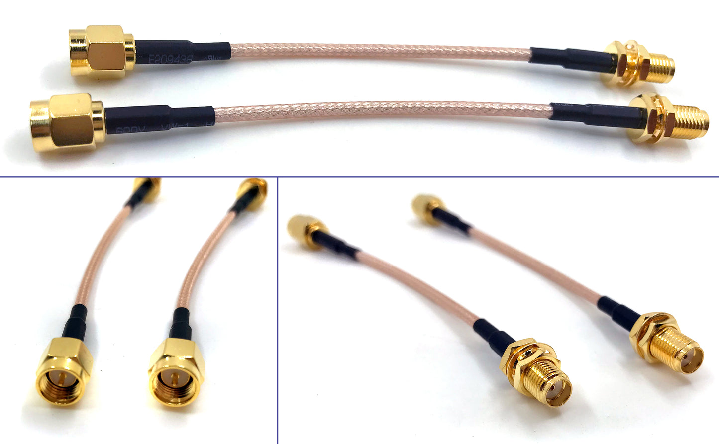 Pack of 2 RF RG316 SMA Male to SMA Female Nut Bulkhead Crimp Antenna Low Loss Coaxial Cable