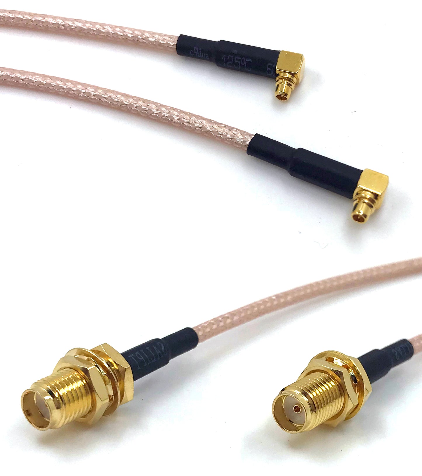 Pack of 2 RF RG316 Pigtail SMA Female Antenna Connector to MMCX Male Coaxial Cable Adapter Right Angle