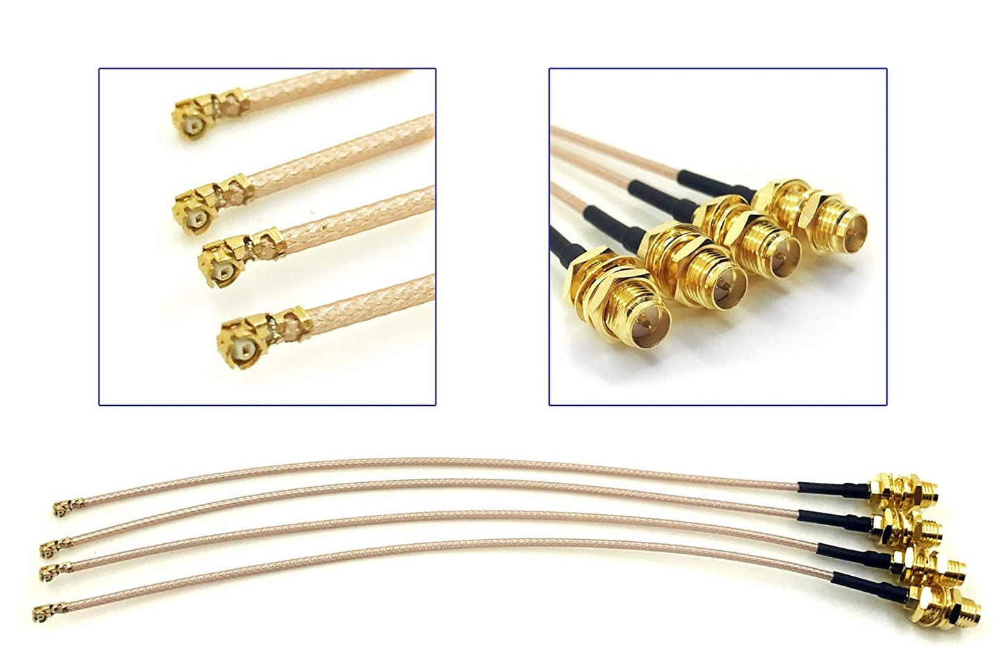 Pack of 4 RF U.FL(IPEX/IPX) Mini PCI to RP-SMA Female Pigtail Antenna Wi-Fi Coaxial RG-178 Low Loss Cable (4 inches (10 cm))