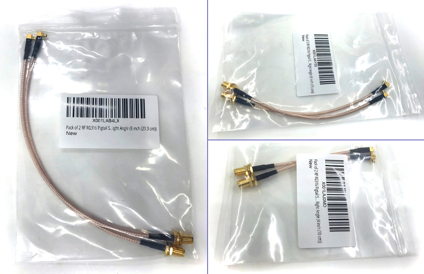 Pack of 2 RF RG316 Pigtail SMA Female Antenna Connector to MMCX Male Coaxial Cable Adapter Right Angle